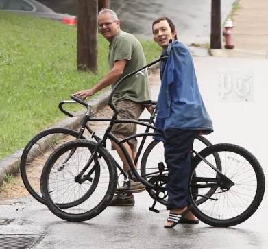 Michael Brown who modified the bike, with Michael Trimble