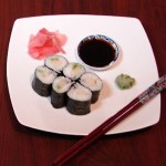 sushi rolls and wasabi by Reverendb via Morguefile