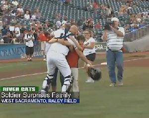 soldier surprise baseball catcher