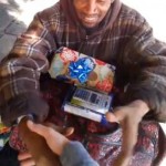 homeless guy gets Christmas present