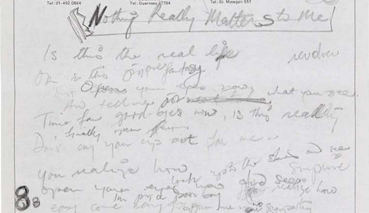 Original Lyrics of Queen's Bohemian Rhapsody May Fetch $1Mil at Auction ...
